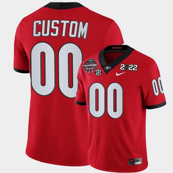 Men's Georgia Bulldogs Customized 2021/22 Red CFP National Champions Stitched Jersey